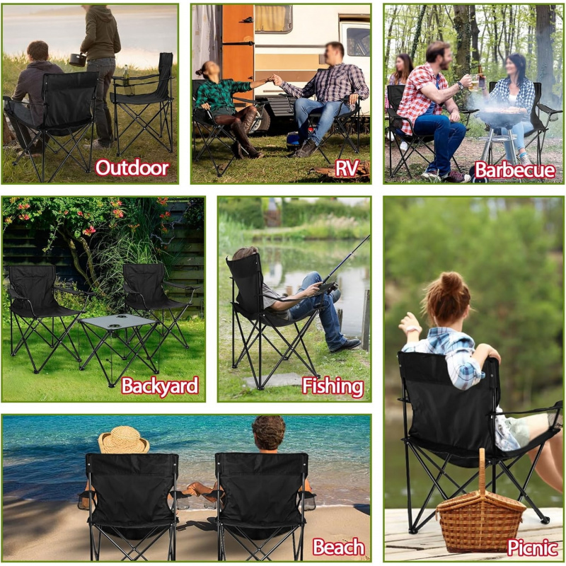 BRIVANCO Folding Camping Chair Set of 3 - Image 5