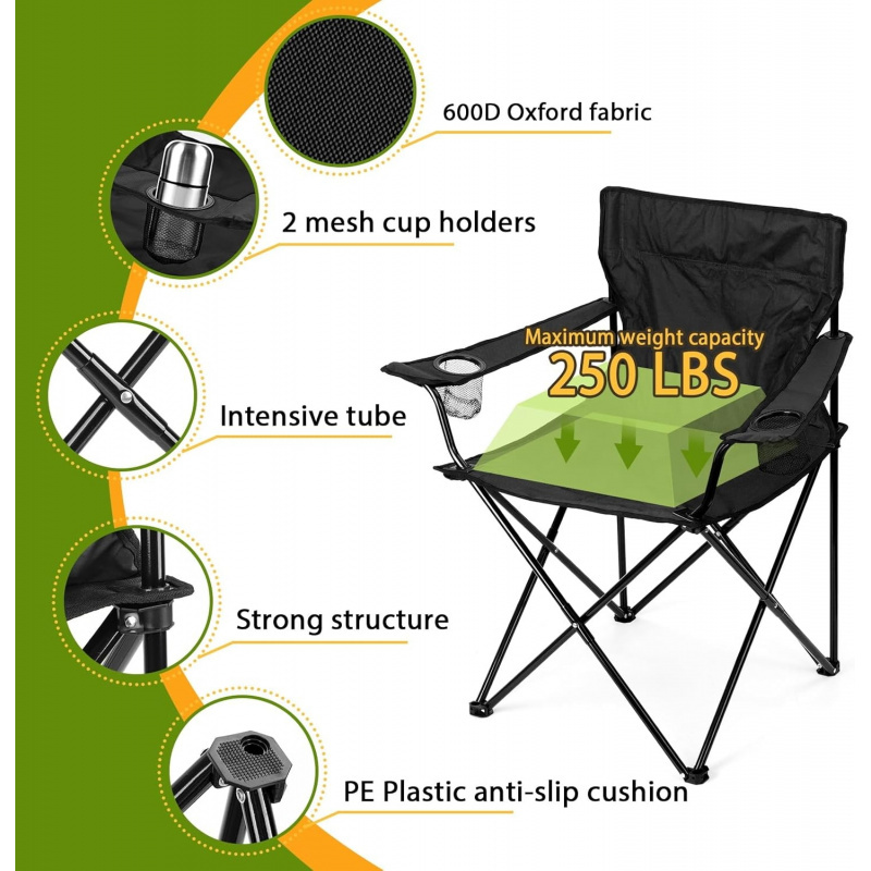 BRIVANCO Folding Camping Chair Set of 3 - Image 3