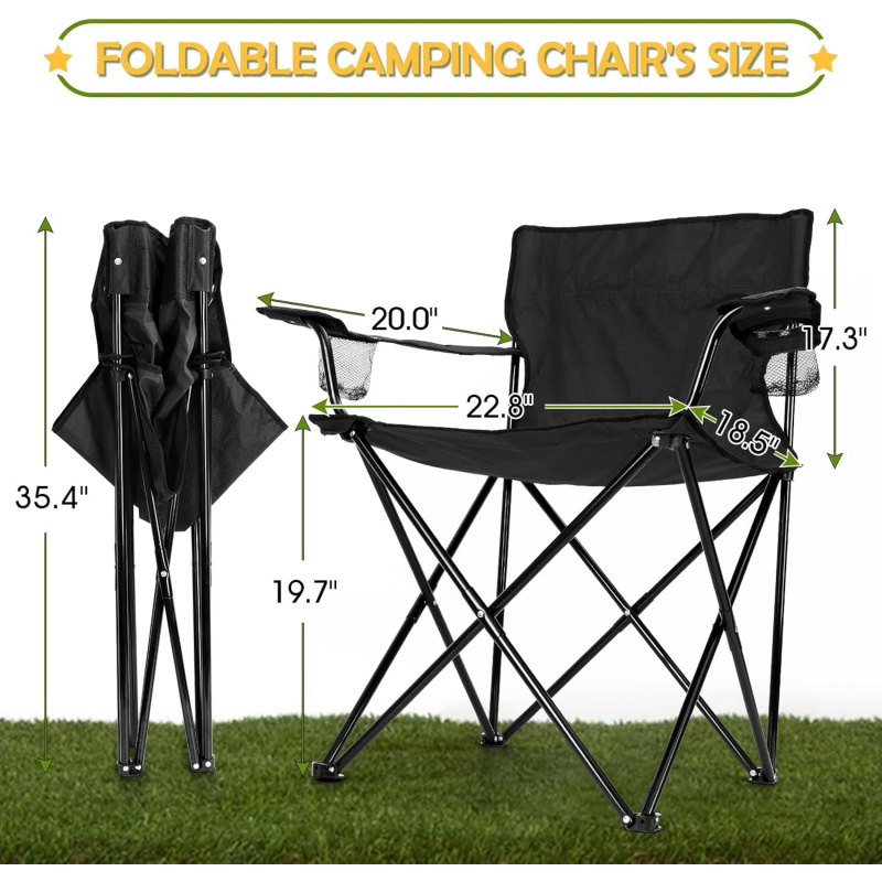 BRIVANCO Folding Camping Chair Set of 3 - Image 4