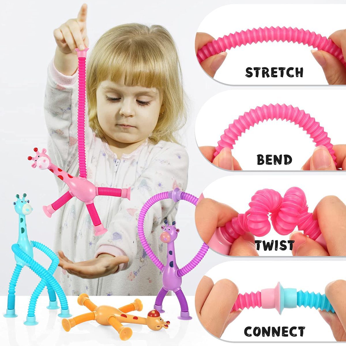 Toy Manufacturer China Toys Giraffe Pop Tubes Sensory Toys Novelty Spring Fidget Toy Stretch Tube Stress Relief Toy for Kid Adult Birthday Gift Party Favors - Image 9
