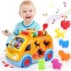 Wholesale Toy Pricing Baby Bus Toy Cartoon Musical Learning Toy Car Educational Baby Bus Toy with Animal Blocks Shape Shorter Fine Motor Skill - Image 19