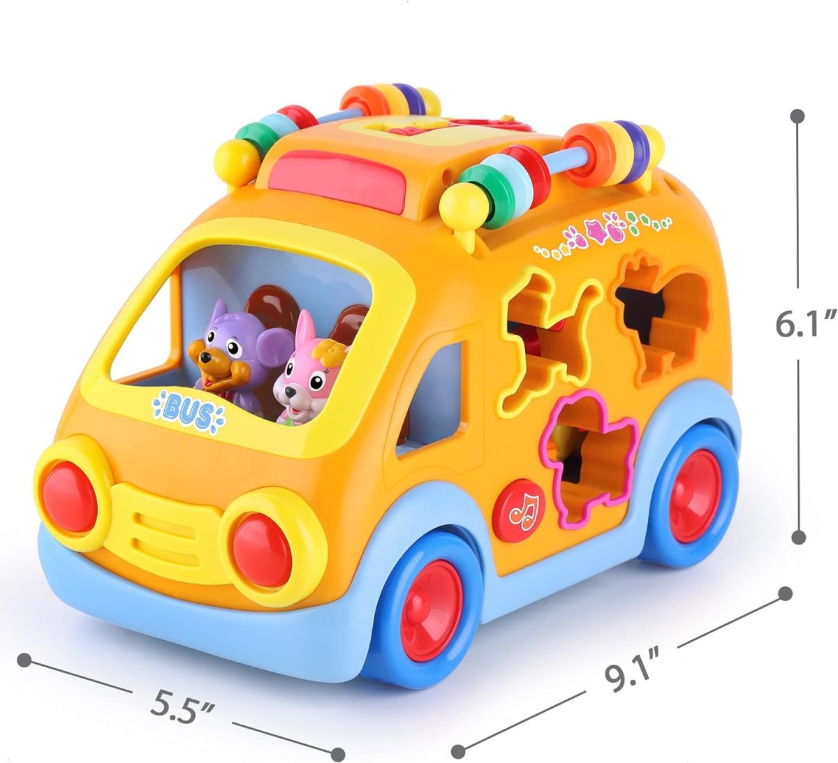 Wholesale Toy Pricing Baby Bus Toy Cartoon Musical Learning Toy Car Educational Baby Bus Toy with Animal Blocks Shape Shorter Fine Motor Skill - Image 4