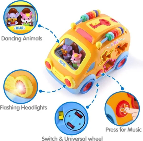 Wholesale Toy Pricing Baby Bus Toy Cartoon Musical Learning Toy Car Educational Baby Bus Toy with Animal Blocks Shape Shorter Fine Motor Skill - Image 12