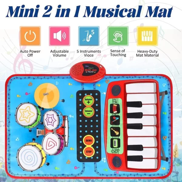 China Toy Distributor Wholesale Educational Kids Interactive Drum Piano Keyboard 2 in 1Baby Musical Play Mat Toys - Image 5