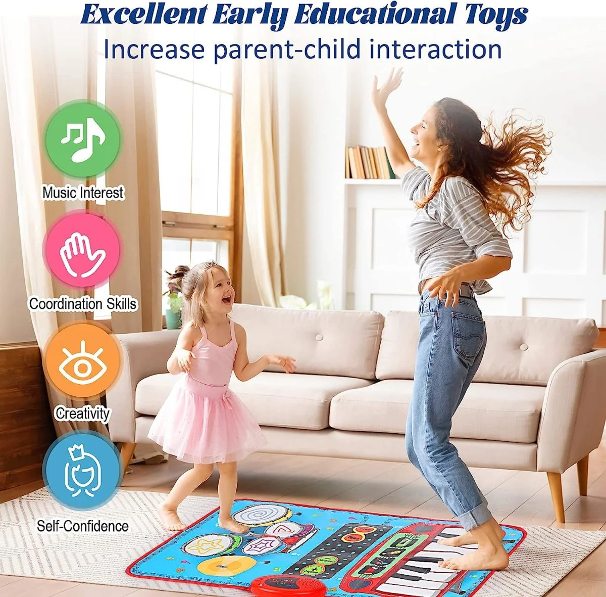 China Toy Distributor Wholesale Educational Kids Interactive Drum Piano Keyboard 2 in 1Baby Musical Play Mat Toys - Image 7