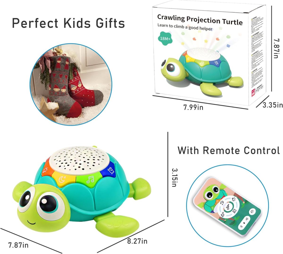 Toy Supplier China 5 in 1 Musical Projector Turtle Crawling Toys Educational Musical Turtle Crawling Baby Toy - Image 10
