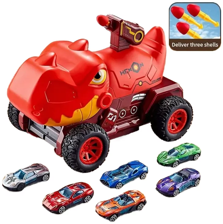 Kids Dinosaur Deformation Catapult Carrier Large Truck Toy With 3 Toy Cars - Image 2