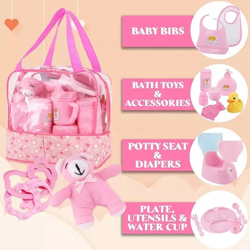 30 Piece Baby Doll Care Accessories Pretend Play Set Toy - Image 9