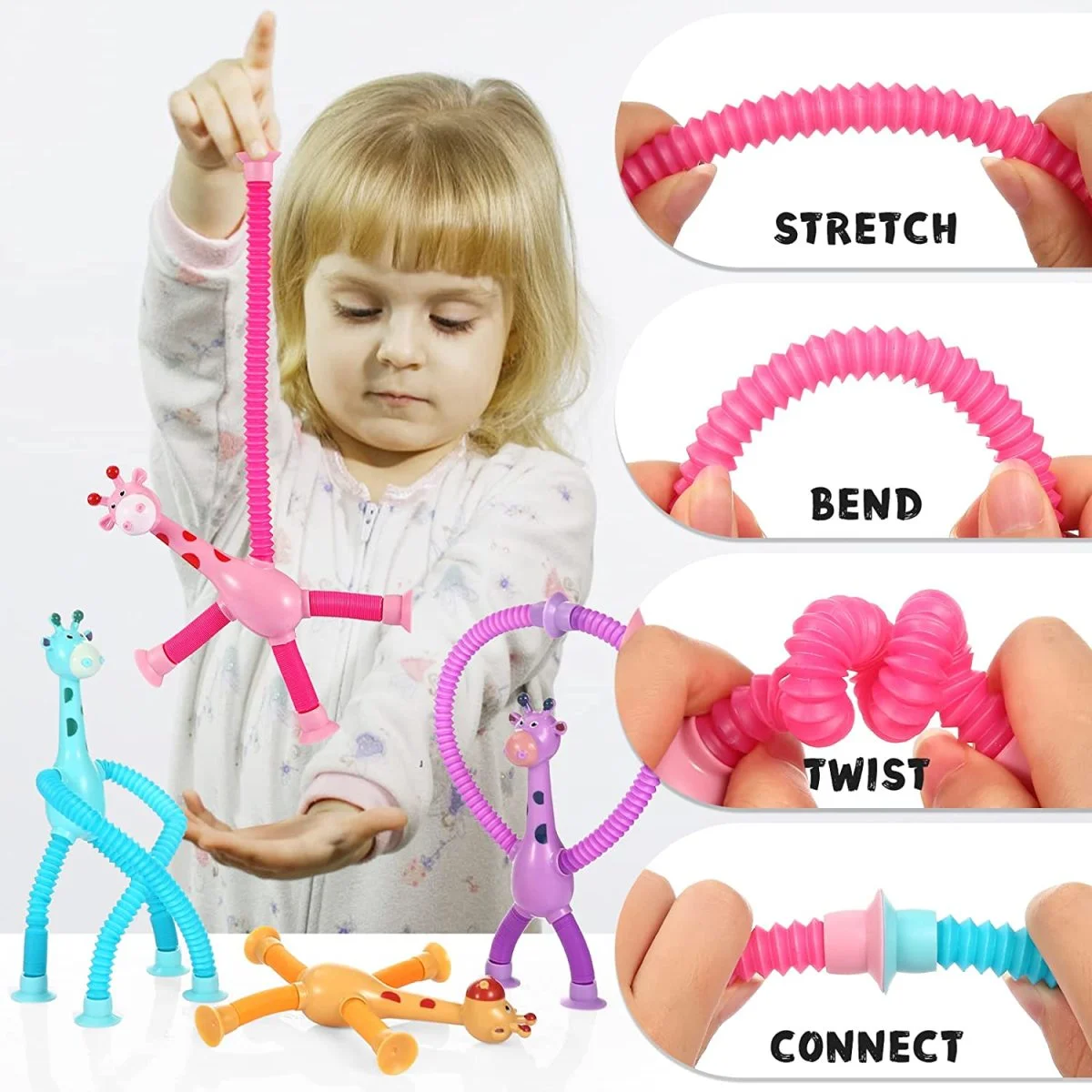 OEM Toy Manufacturer Novel Puzzle Luminous Cartoon Giraffe Retractable Suction Cup Variety Shapes Educational Decompression Pop Fidget Toy - Image 9