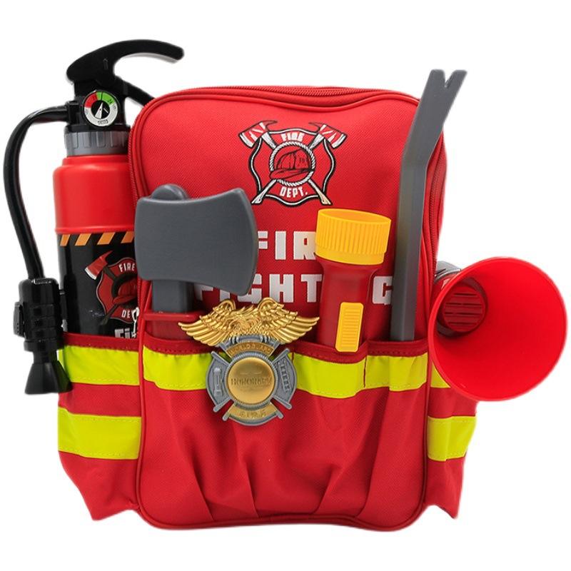 Safe Toys China Pretend Play Preschool Firefighter Toys Backpack Megaphone Fire Extinguisher Role Play Tool Toy Set for Kids - Image 7