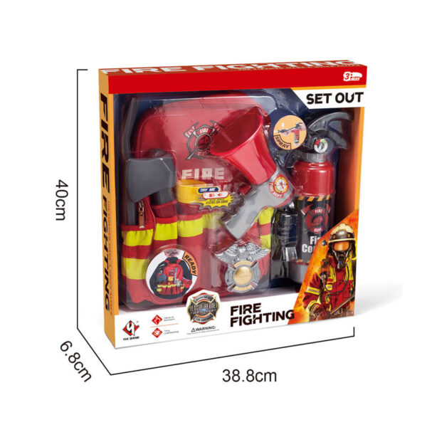 Safe Toys China Pretend Play Preschool Firefighter Toys Backpack Megaphone Fire Extinguisher Role Play Tool Toy Set for Kids - Image 10
