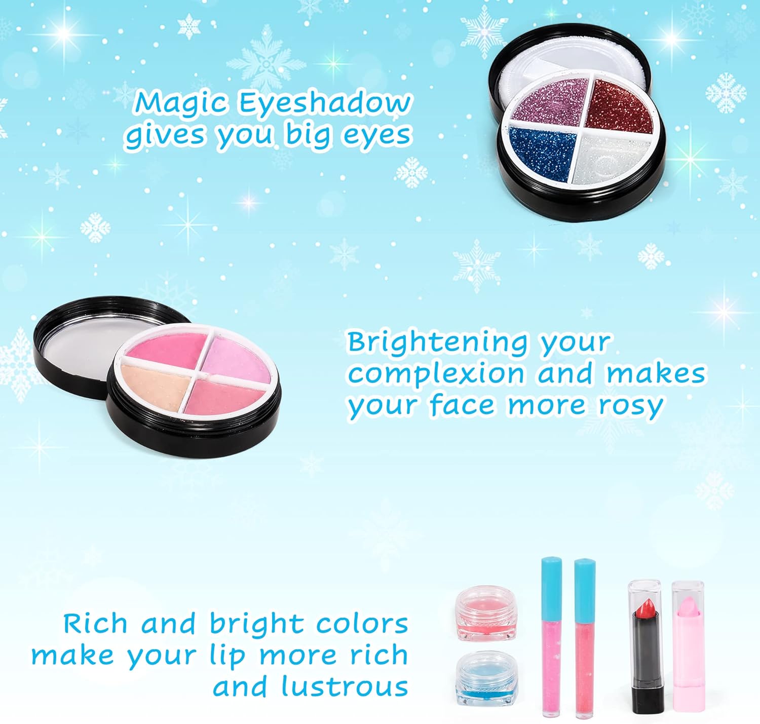 Girl Toys Real Washable Kids Lip Gloss Mini Nail Makeup Kit Makeup Set Toy for Girl - Image 9