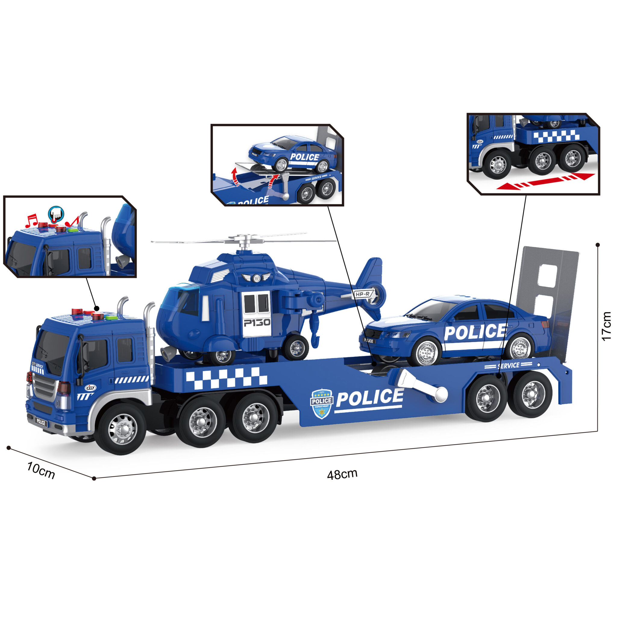 3 IN 1 Coche De Juguete Helicopter Police Cars Toy Set Kids Truck Trailer Toys with Friction Cars Toy - Image 5