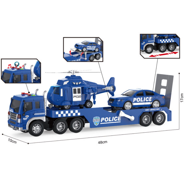 3 IN 1 Coche De Juguete Helicopter Police Cars Toy Set Kids Truck Trailer Toys with Friction Cars Toy - Image 6