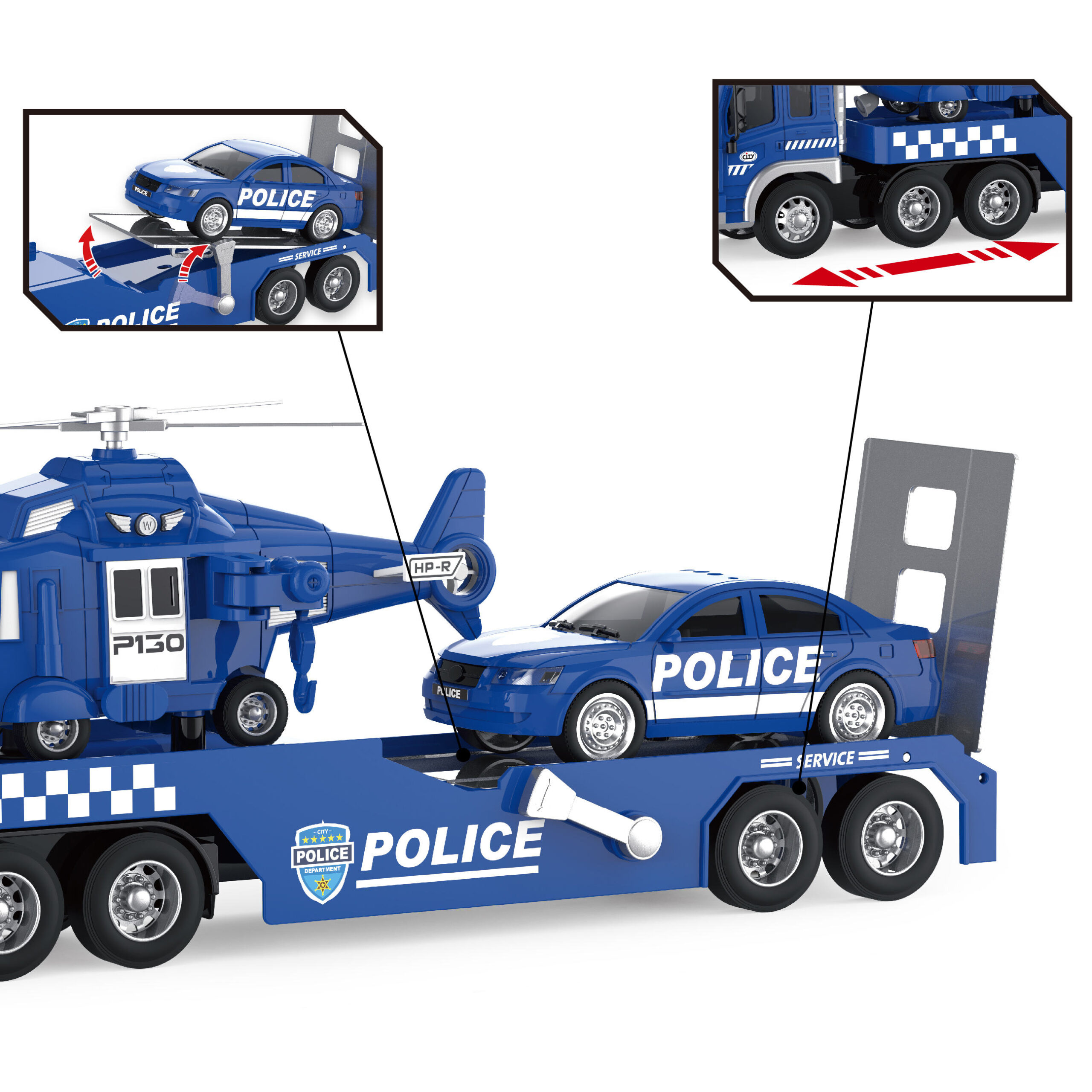 3 IN 1 Coche De Juguete Helicopter Police Cars Toy Set Kids Truck Trailer Toys with Friction Cars Toy - Image 10