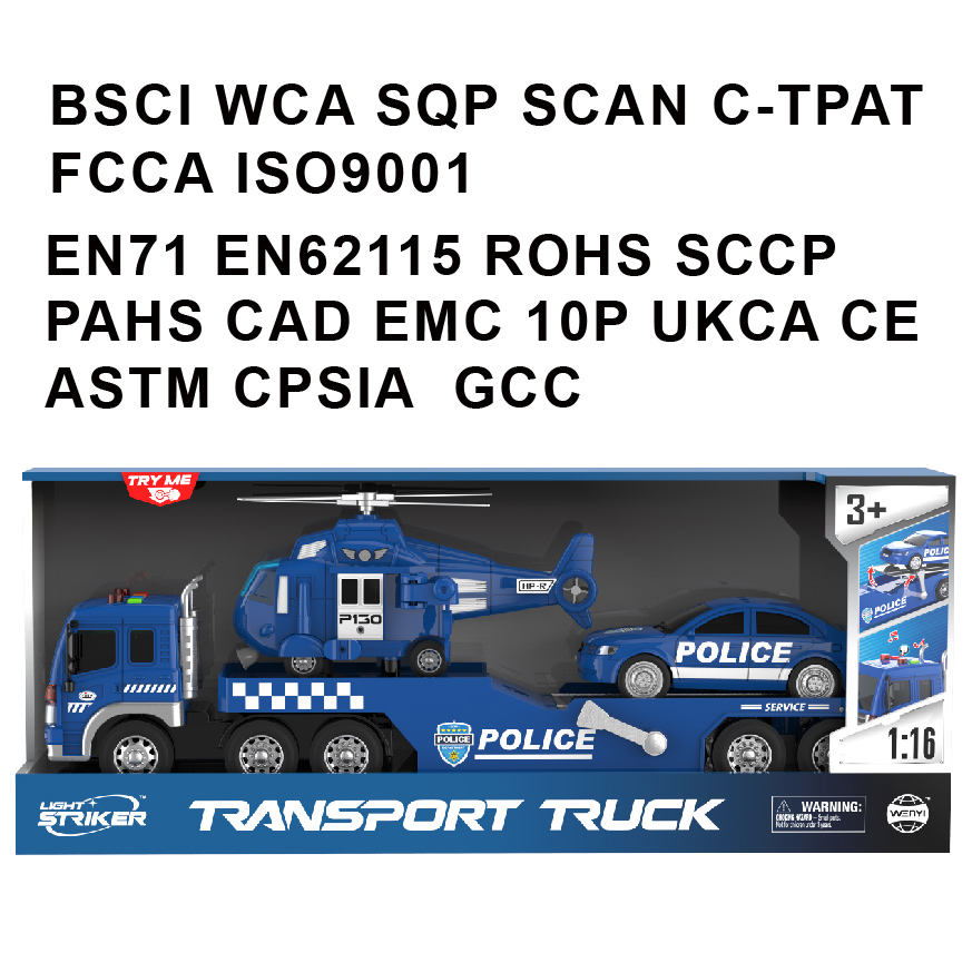 3 IN 1 Coche De Juguete Helicopter Police Cars Toy Set Kids Truck Trailer Toys with Friction Cars Toy - Image 16