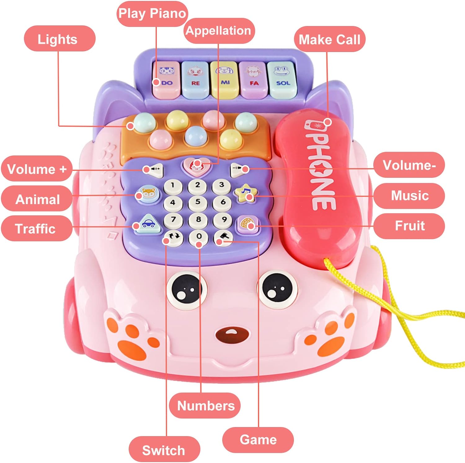 Multifunctional Cute Children’s Infant Virtual Story Machine Whack A Mole Game Music Toy Telephone Toys for Kids - Image 5