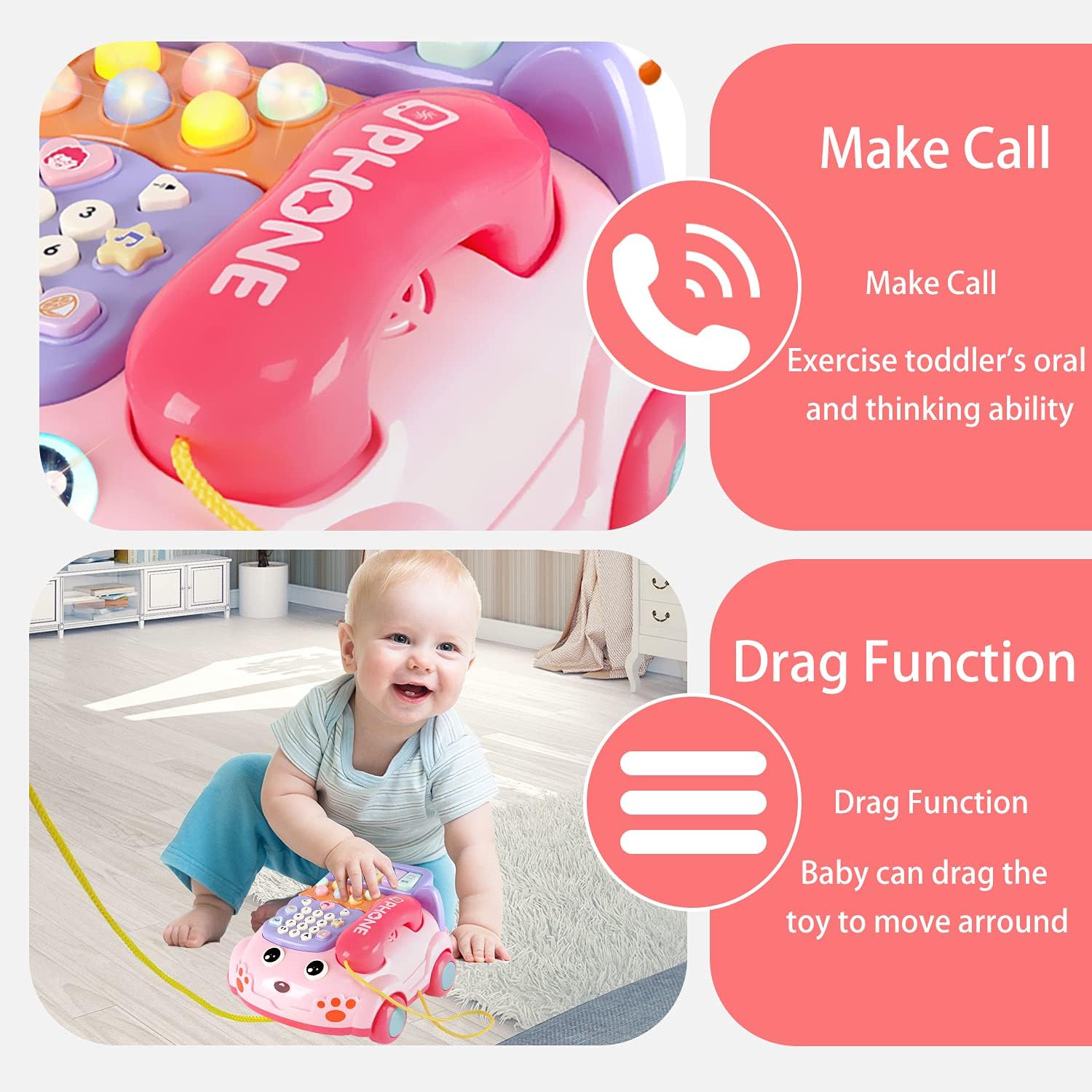 Multifunctional Cute Children’s Infant Virtual Story Machine Whack A Mole Game Music Toy Telephone Toys for Kids - Image 9