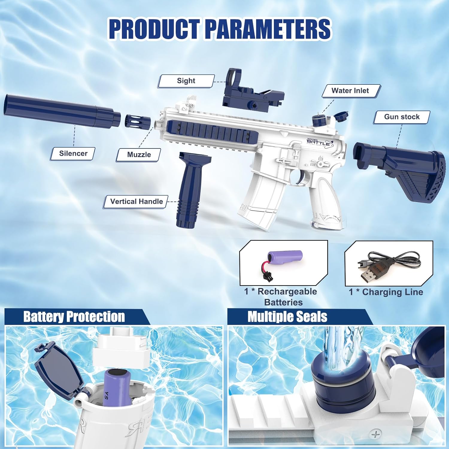 Kids Summer Outdoor Toys Songkran Fast Delivery Automatic Precise High End Premium Electric Water Gun - Image 5