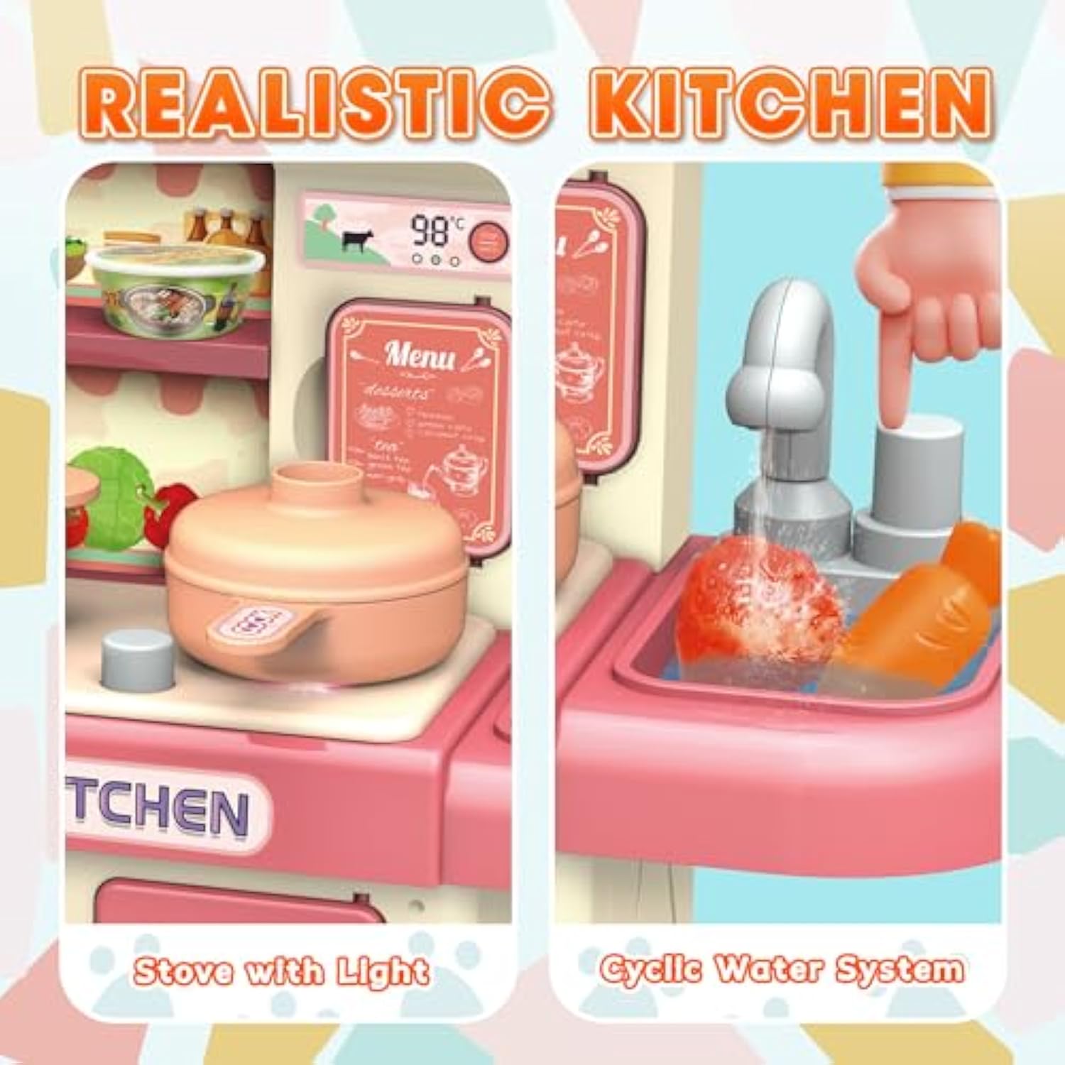 Customized Plastic Role Play Kitchen Play Set Toy Kids Cooking Food Kitchen Toys Female Spraying Kitchen Set Toys - Image 3