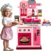 Girl Toy Multifunction Kids Role Pretend Play Cooking Game Toys Lighting Music Kitchen Table Toy Set - Image 14
