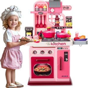 Girl Toy Multifunction Kids Role Pretend Play Cooking Game Toys Lighting Music Kitchen Table Toy Set - Image 13