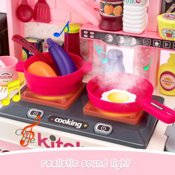 Girl Toy Multifunction Kids Role Pretend Play Cooking Game Toys Lighting Music Kitchen Table Toy Set - Image 4