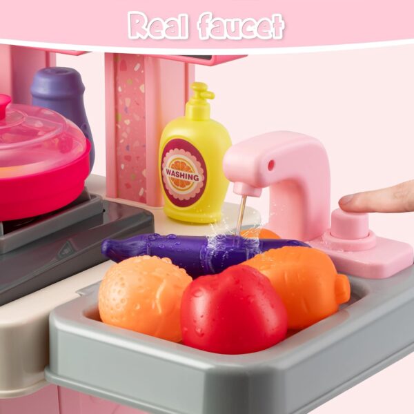 Girl Toy Multifunction Kids Role Pretend Play Cooking Game Toys Lighting Music Kitchen Table Toy Set - Image 6