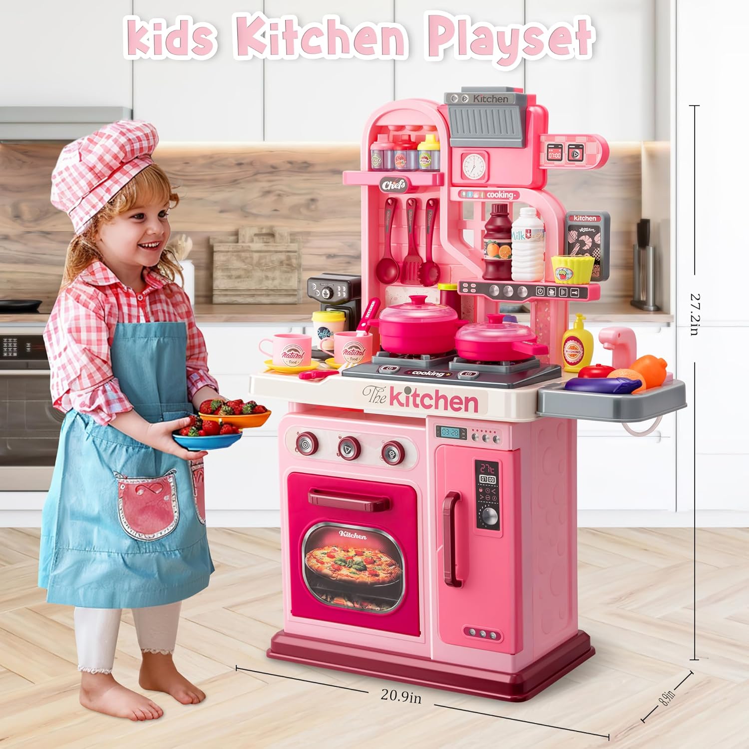 Girl Toy Multifunction Kids Role Pretend Play Cooking Game Toys Lighting Music Kitchen Table Toy Set - Image 9