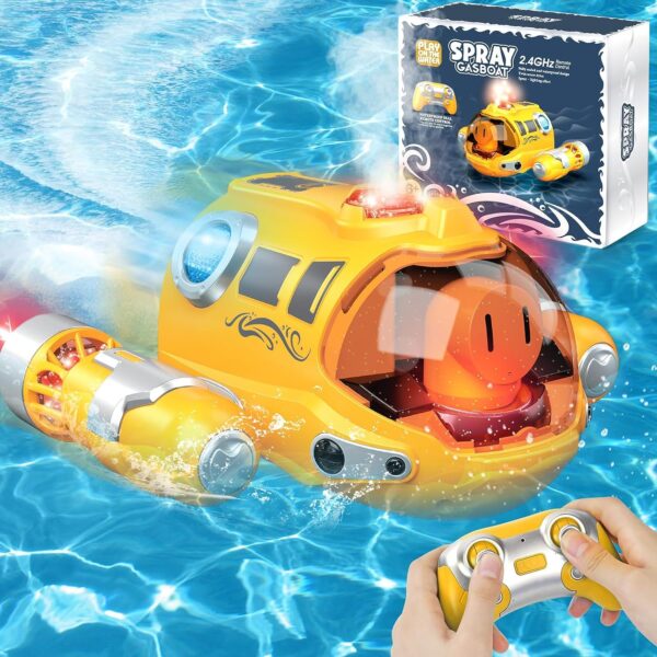 2.4G Mini Water Boat Toy Double Propeller Lighting Spray Motorboat Children Pool Water Remote Control Rc Boat Ship Juguetes - Image 4