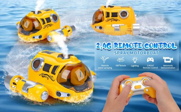 2.4G Mini Water Boat Toy Double Propeller Lighting Spray Motorboat Children Pool Water Remote Control Rc Boat Ship Juguetes - Image 6