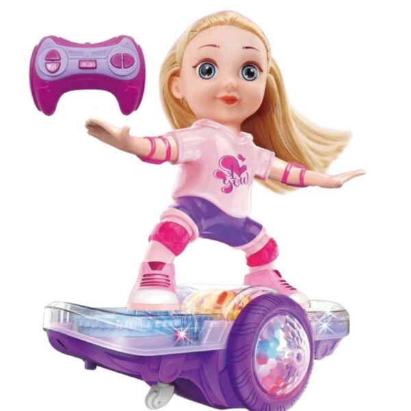 5Ch Rc Dancers Dolls Music&Skates Fairy Light up Remote Control Rollerskating Robot Balancing Board Rolls&Rotates Doll - Image 3