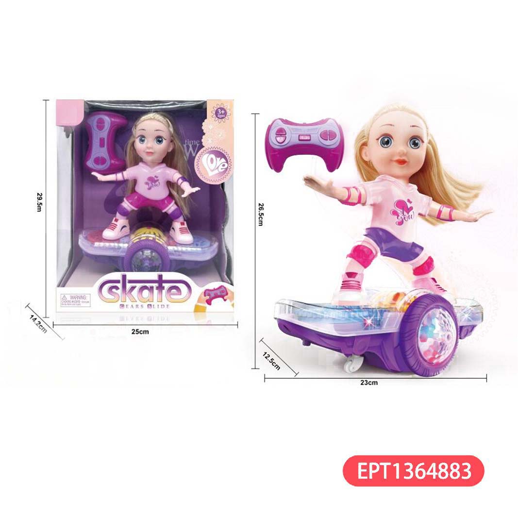 5Ch Rc Dancers Dolls Music&Skates Fairy Light up Remote Control Rollerskating Robot Balancing Board Rolls&Rotates Doll - Image 4
