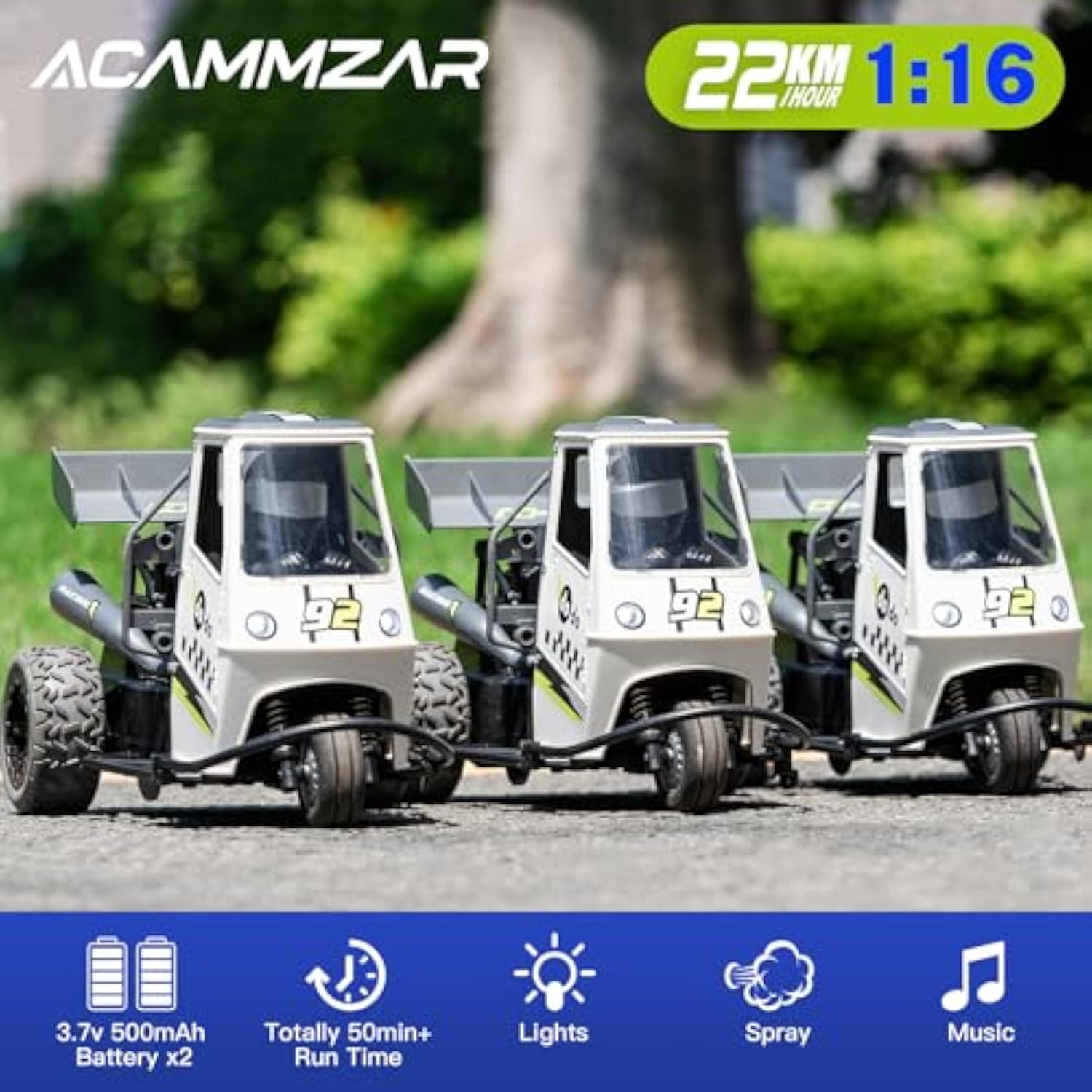 High Speed 1:16 2.4G 3 Wheel Car Spray Remote Control Rc Toy Light Music Tricycle Electric Mini Motorcycle For Kid Hobby - Image 3