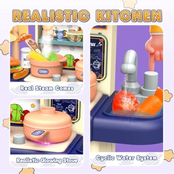 Hot Selling Product Kids Pretend Play Kitchen Toy Cooking Toys Set Kitchen Table for Children With Lights Spray - Image 6