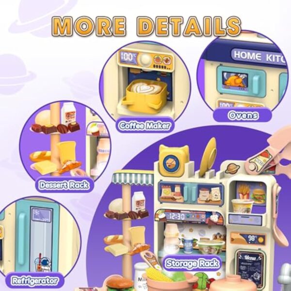 Hot Selling Product Kids Pretend Play Kitchen Toy Cooking Toys Set Kitchen Table for Children With Lights Spray - Image 8
