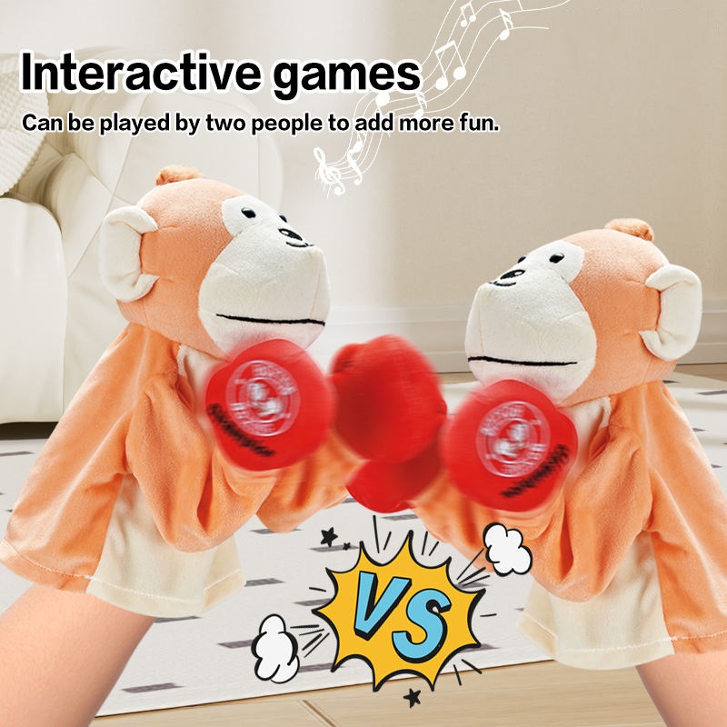 Cartoon Stuffed Monkey Hand Puppet Toy Boxing Punch Doll - Image 5