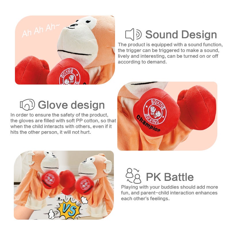 Cartoon Stuffed Monkey Hand Puppet Toy Boxing Punch Doll - Image 7