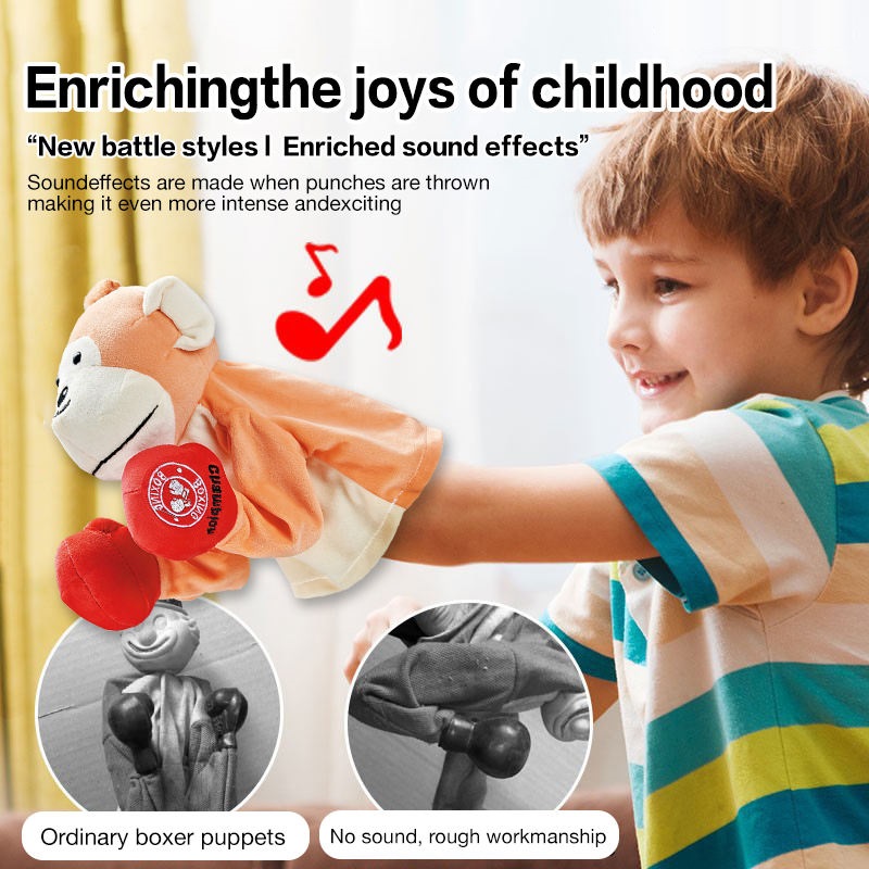 Cartoon Stuffed Monkey Hand Puppet Toy Boxing Punch Doll - Image 9