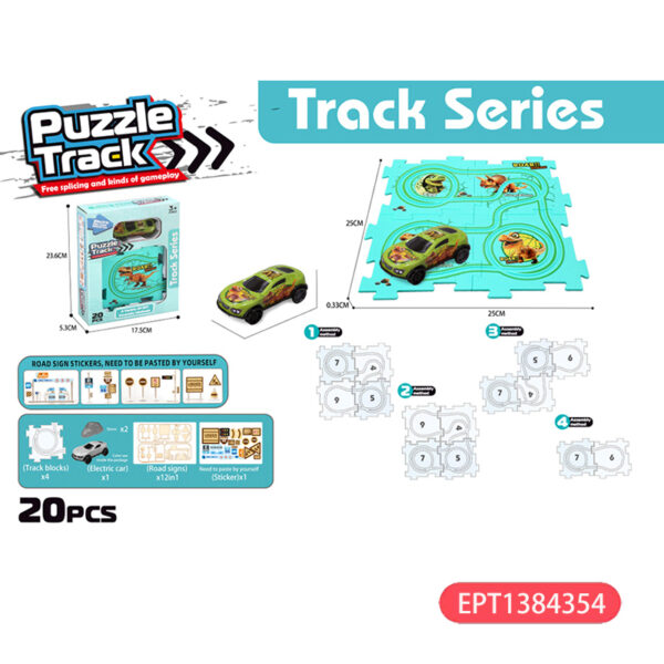 Montessori Dinosaur Puzzles Diy 3D Puzzle Electric Slide Track Toy Dinosaurs Set Educational Rail Racing Car Toys - Image 4