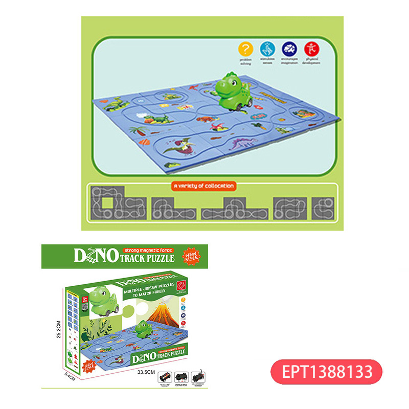 Montessori Dinosaur Puzzles Diy 3D Puzzle Electric Slide Track Toy Dinosaurs Set Educational Rail Racing Car Toys - Image 9