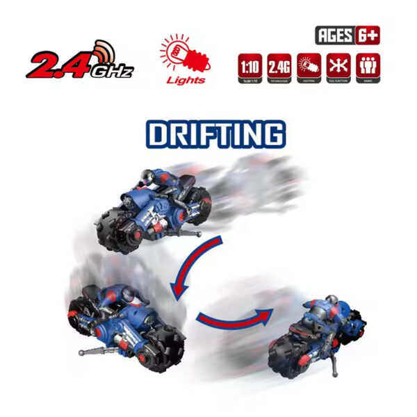 2.4G RC Motorcycles Toy Kids Stunt Drift Radio Control Racing Motorcycles Toy 1/10 RC Motorcycles - Image 4