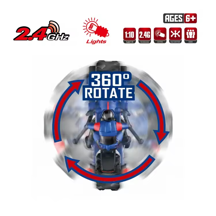 2.4G RC Motorcycles Toy Kids Stunt Drift Radio Control Racing Motorcycles Toy 1/10 RC Motorcycles - Image 5
