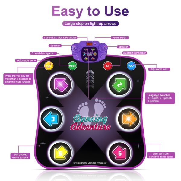 Button Wireless Bluetooth Musical Play Mats Dancing Challenge Play Mat Electronic Blanket Touch Dance Mat Toys - Image 12