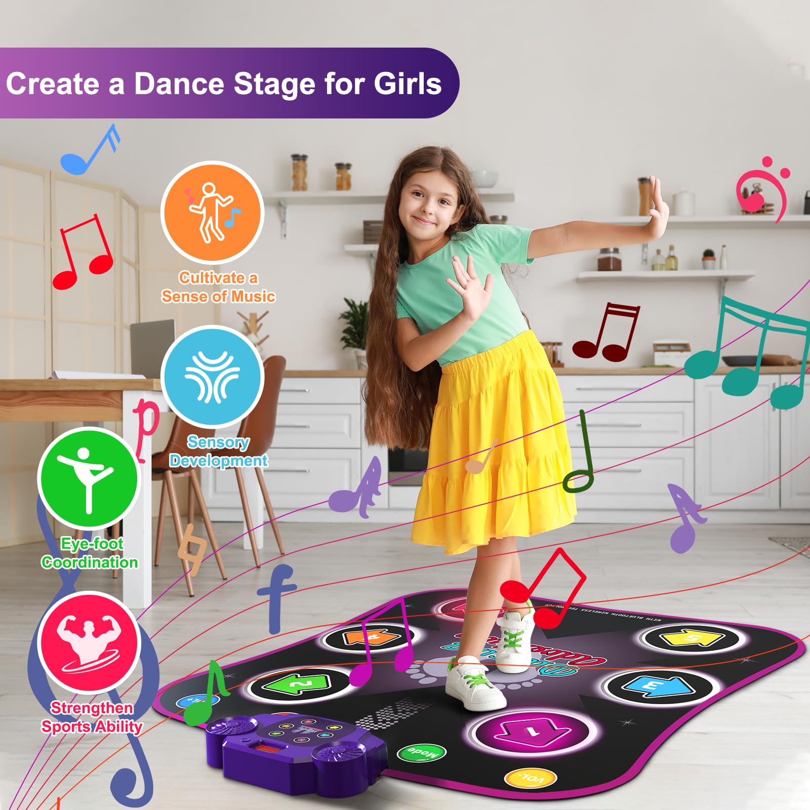 Button Wireless Bluetooth Musical Play Mats Dancing Challenge Play Mat Electronic Blanket Touch Dance Mat Toys - Image 7