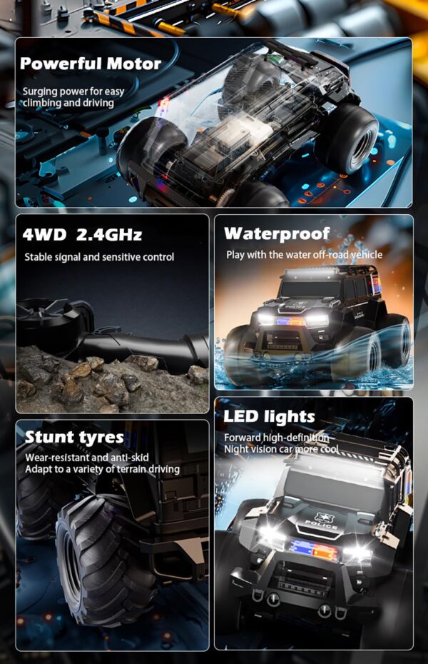 Top Powerful Battery Driven Waterproof 4WD Monster Off Road 24GHz Fast Racing Toys Amphibious RC Cars - Image 10