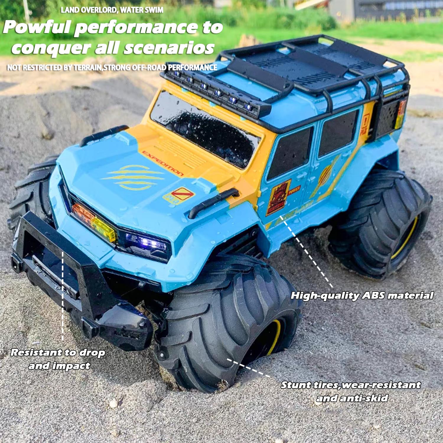 Top Powerful Battery Driven Waterproof 4WD Monster Off Road 24GHz Fast Racing Toys Amphibious RC Cars - Image 7