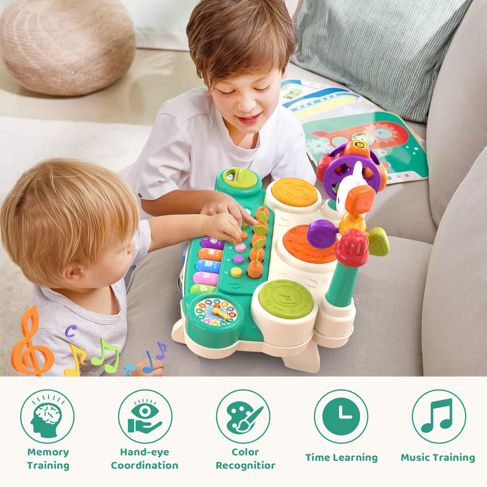20-in-1 Musical Rabbit Piano Toy Early Education Instrument Plastic Animal Sound Electronic Piano Toy - Image 9