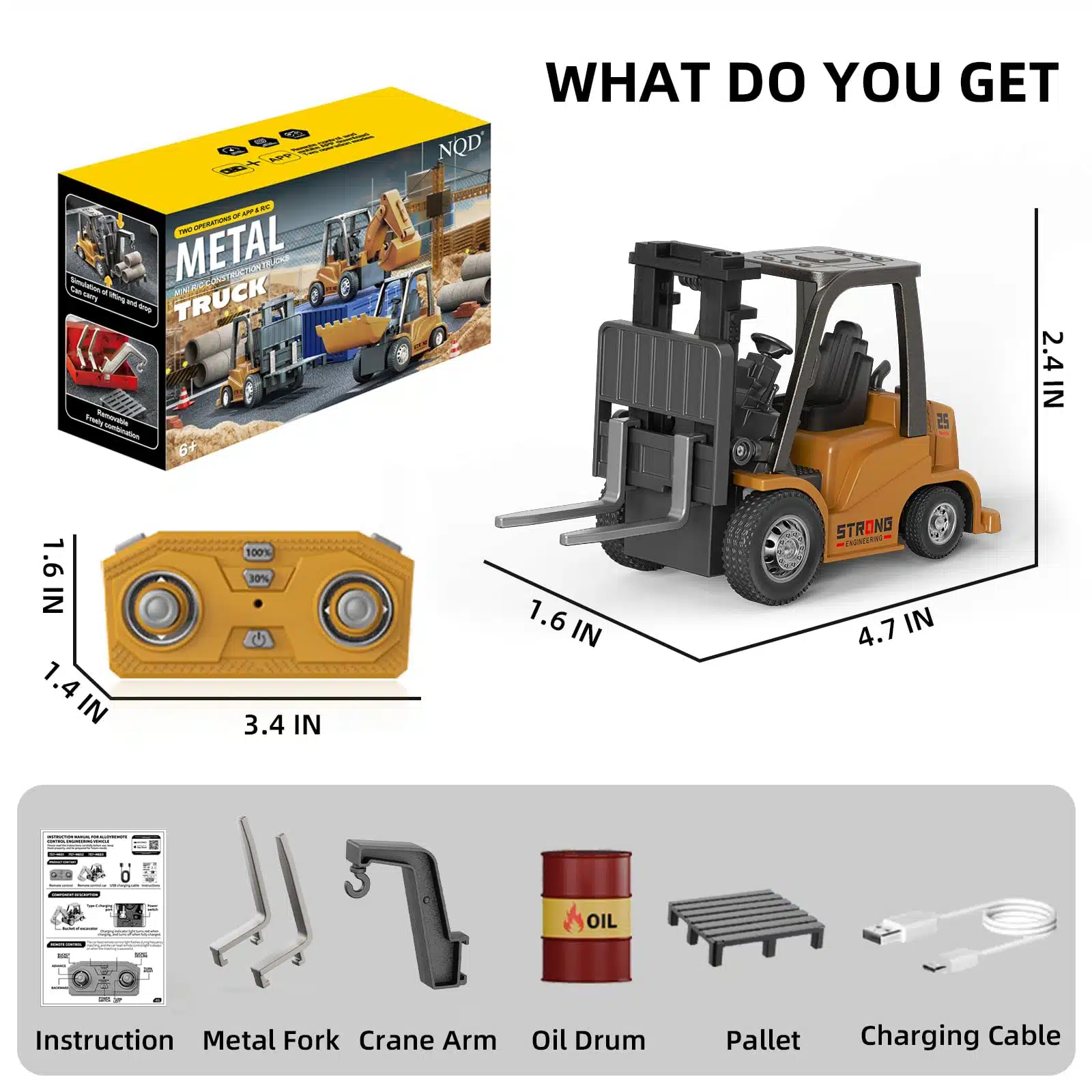 2 in 1 Transformable Lift Fork & Hook Mini RC Construction Vehicles Rechargeable 1/64 Mini Rc Forklift Truck - Image 14