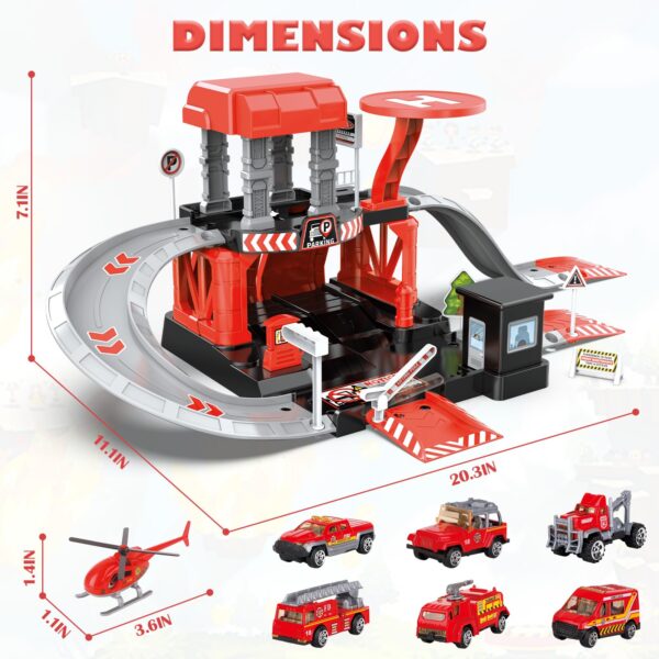 Fire Station Toys Building Block Set Diecast Garage Track Alloy Metal Design Parking Lot Game Plastic Toy - Image 12